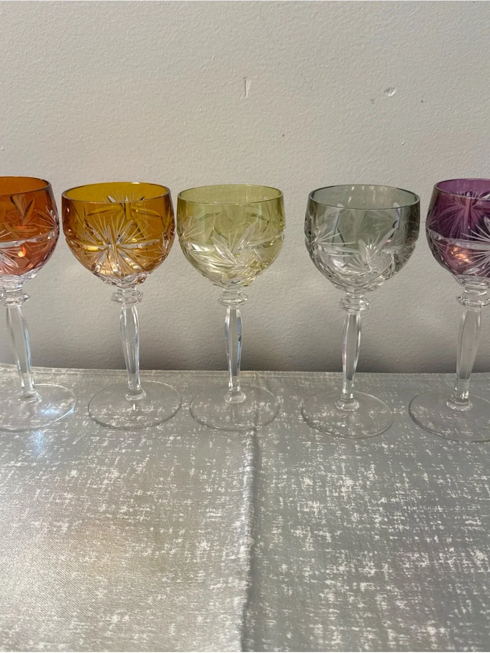 Multicolor Cut Crystal Wine Glasses - Set of 5